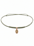 COLLANA LACCIO CON MADONINNA SMALTATA VERDE E LACCIO VERDE IN ORO 9KT CON DIAMANTI