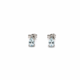 ORECCHINI IN ORO 9KT, ORO BIANCO CON DIAMANTINI E ACQUAMARINA A GOCCIA