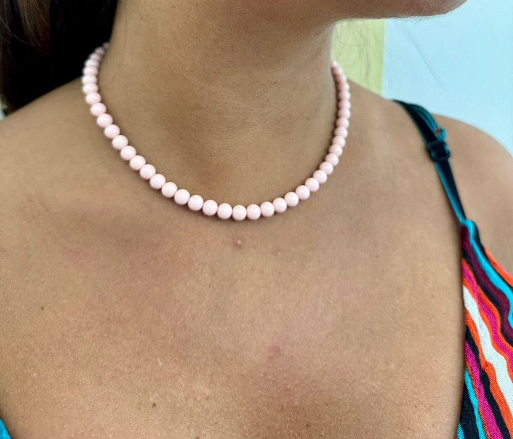 Treasure Bay Collana In Corallo Naturale Rosa E Perle D'Acqua Dolce Bianche, 7-8 Mm, Lunghezza 48 Cm, In Scatola Regalo