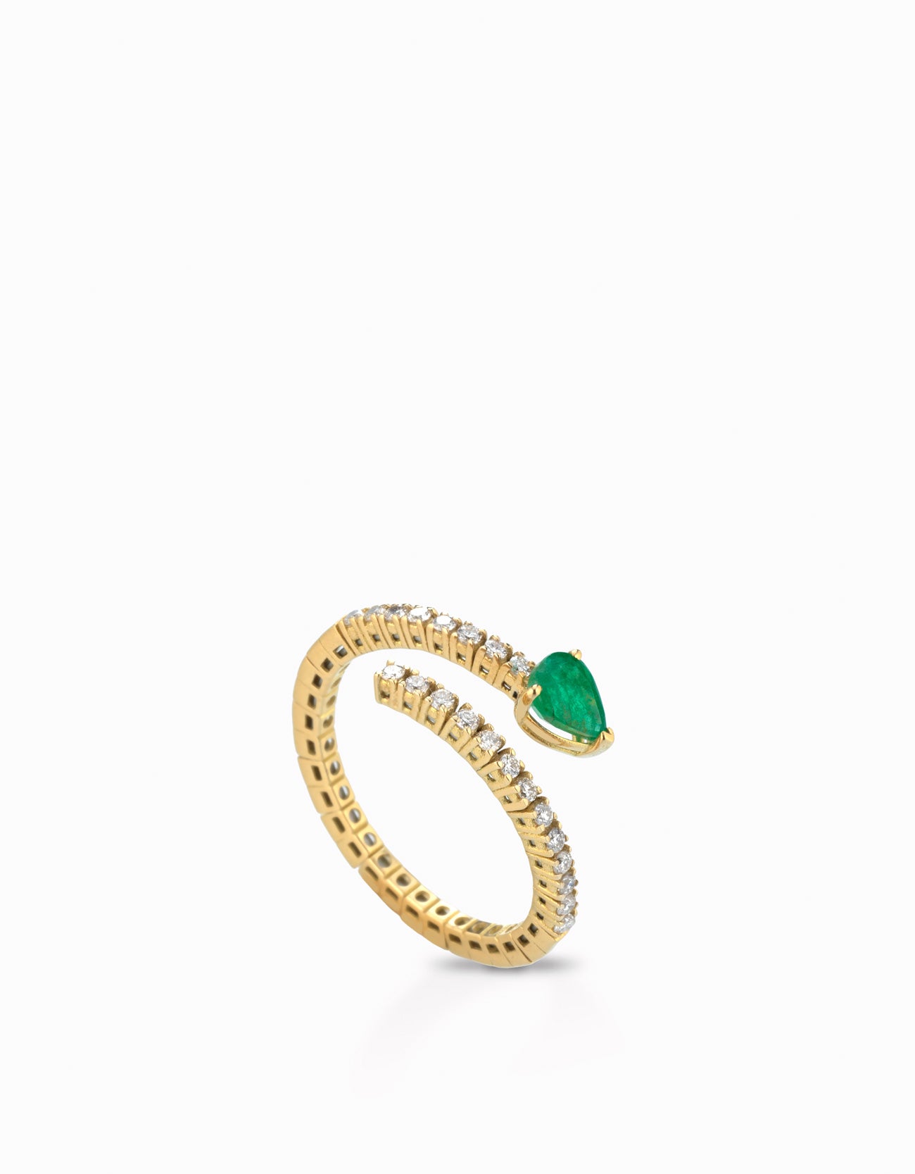 ANELLO SNAKE IN ORO GIALLO CON DIAMANTI E SMERALDO