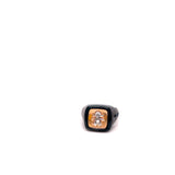 ANELLO SIGILLO IN CERAMICA ORO 9KT, CON BEBE' FEMMINA E DIAMANTINO