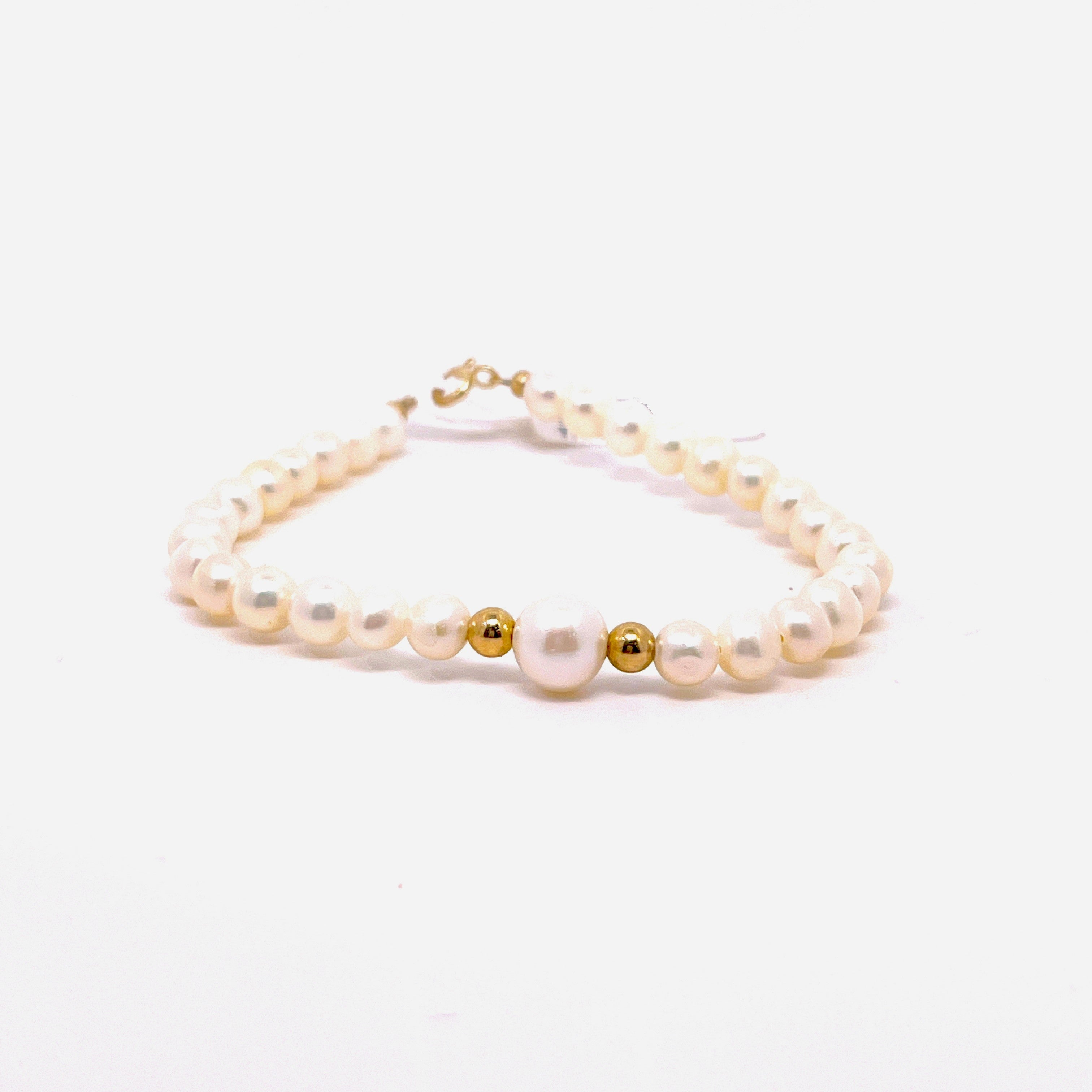 BRACCIALE PERLE CON PALLINE E CHIUSURA IN ORO GIALLO