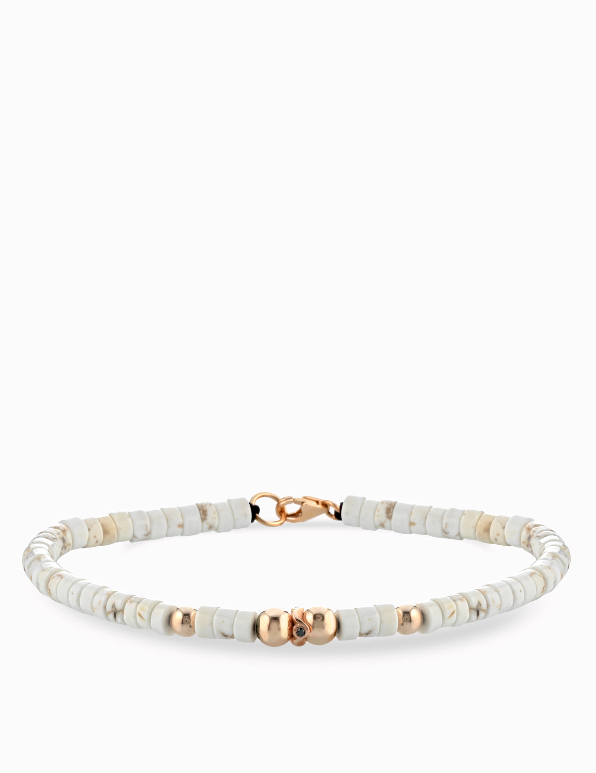 BRACCIALE LACCIO EMATITE IN ORO ROSA CON CENTRALE DI DIAMANTE NERO