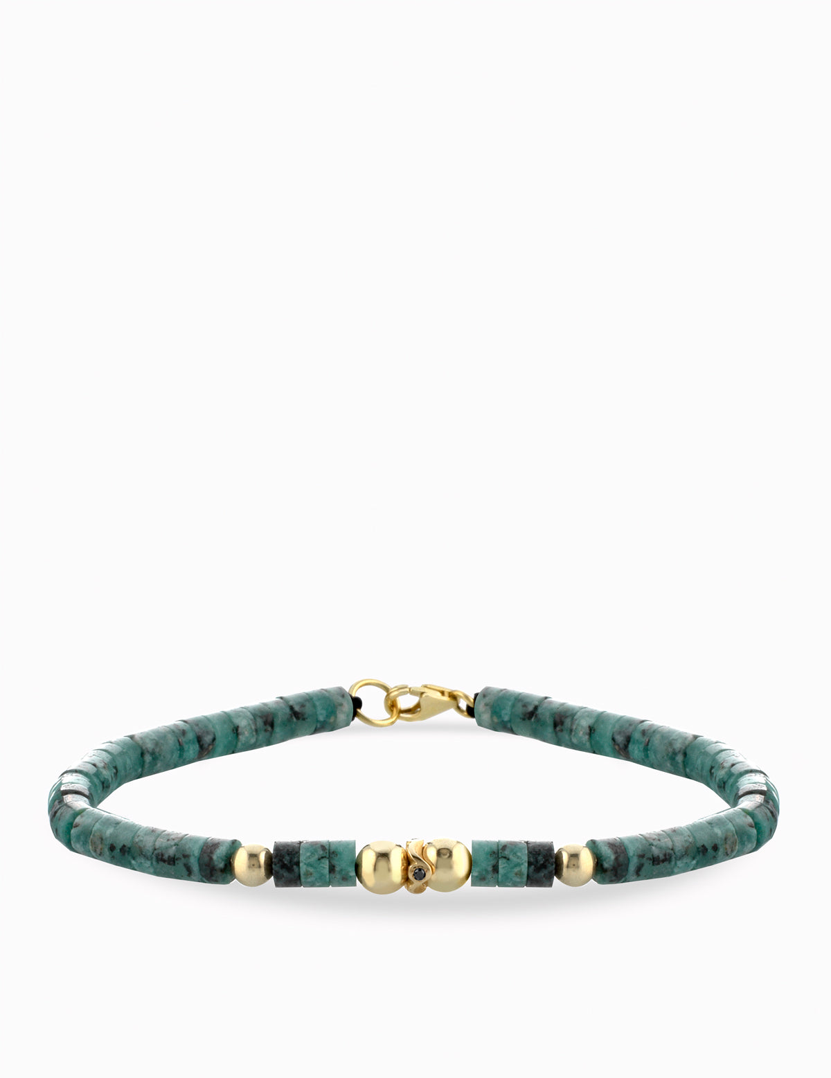 BRACCIALE LACCIO CON EMATITE IN ORO GIALLO E CENTRALE DI DIAMANTE NERO