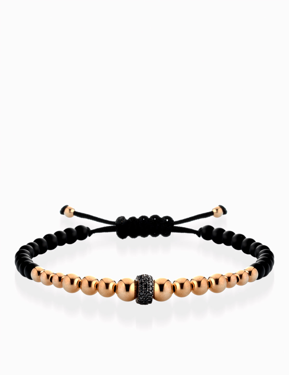 BRACCIALE IN ORO ROSA CON RONDELLA DI DIAMANTI NERI IN ORO ROSA