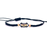 BRACCIALE IN ORO 9KT CON SCRITTA MOM E LACCIO NERO