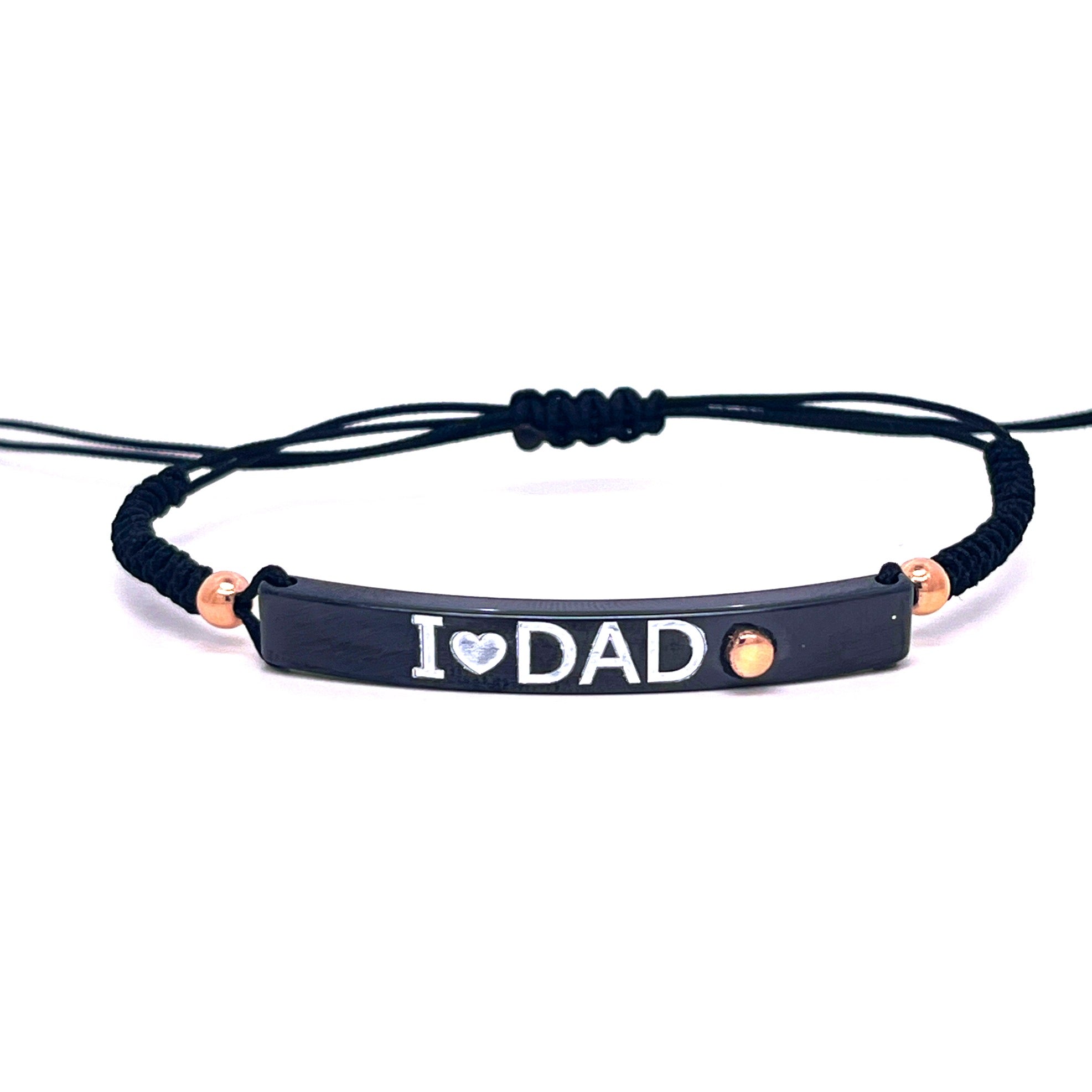 BRACCIALE CON TARGHETTA DI CERAMICA IN ORO 9KT E LACCIO NERO