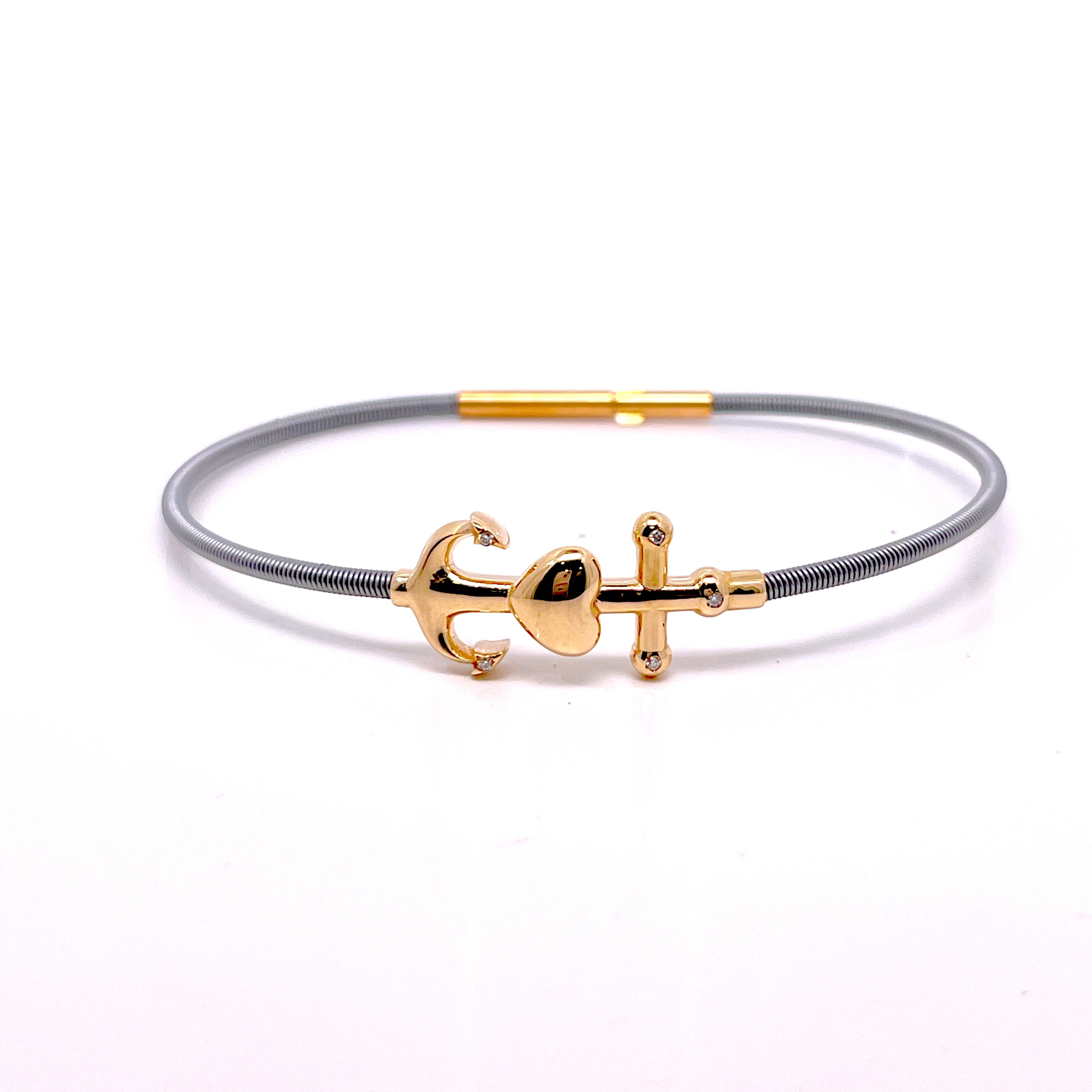 BRACCIALE FEDE,SPERANZA E CARITA' IN ORO ROSA CON DIAMANTI 9KT  GRIGIO