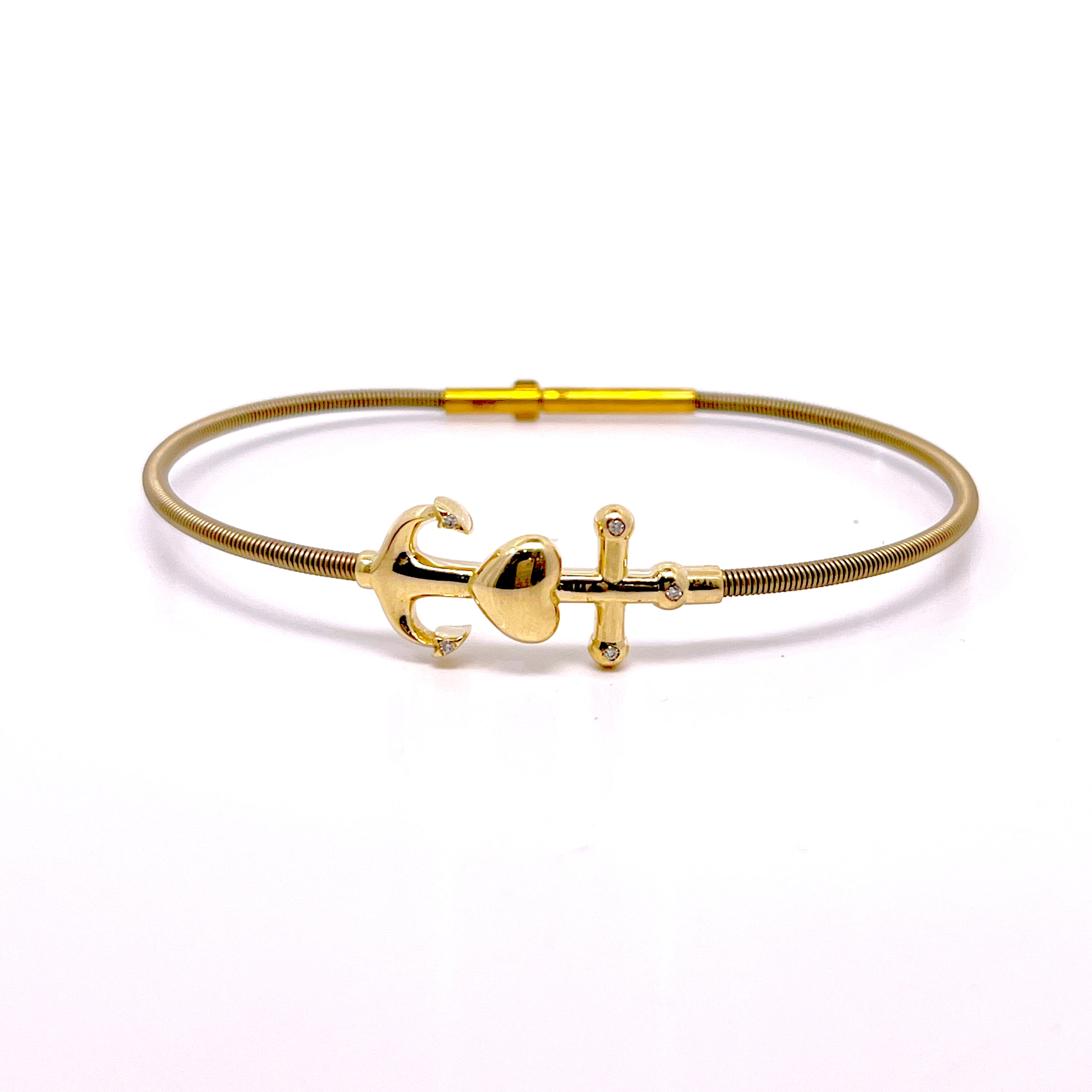 BRACCIALE FEDE,SPERANZA E CARITA' IN ORO ROSA CON DIAMANTI 9KT  BEIGE