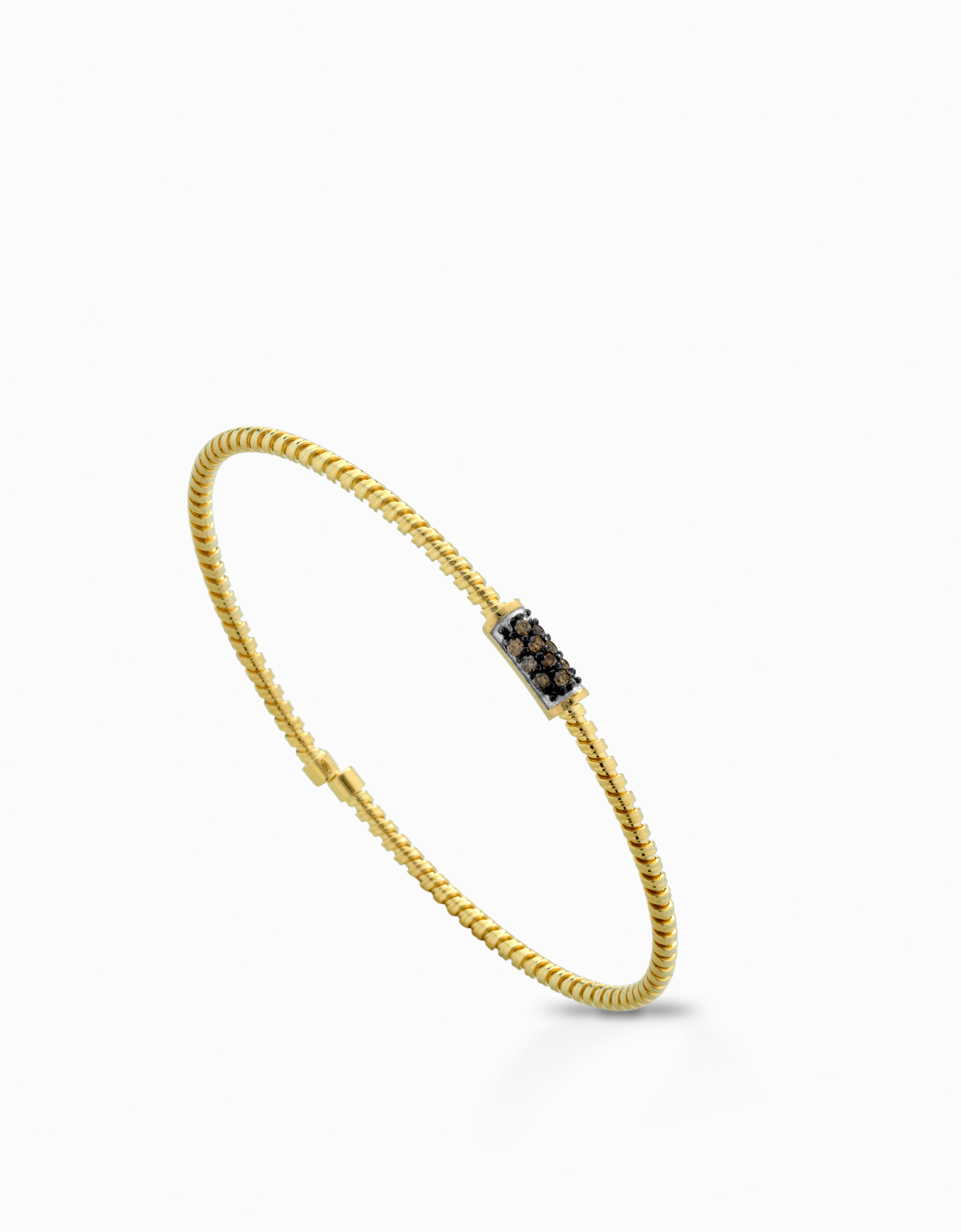 BRACCIALE IN ORO GIALLO 18KT CON TITANIO E PIETRE BROWN CENTRALI