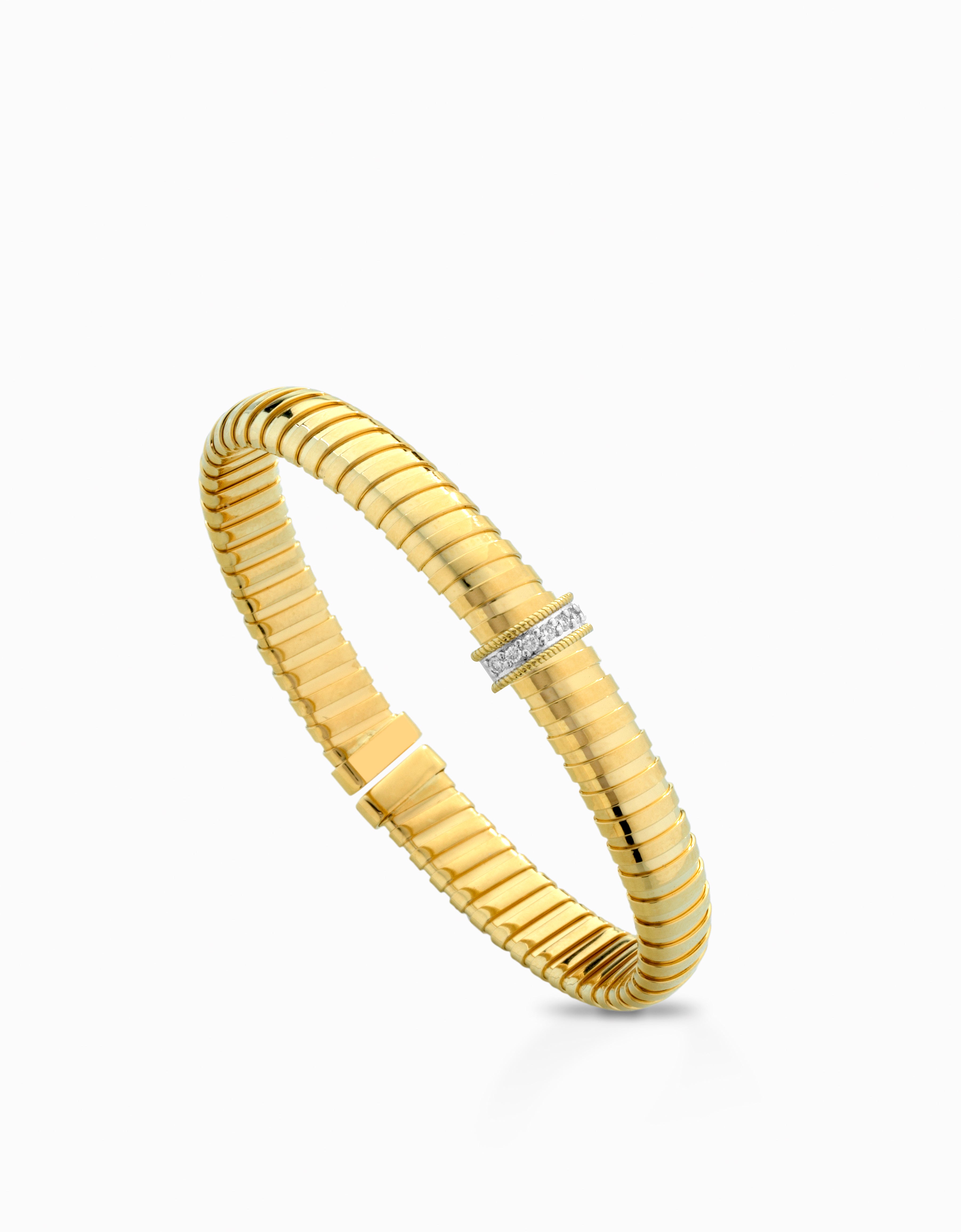 BRACCIALE IN ORO GIALLO 18KT, CON TITANIO E DIAMANTI CENTRALI