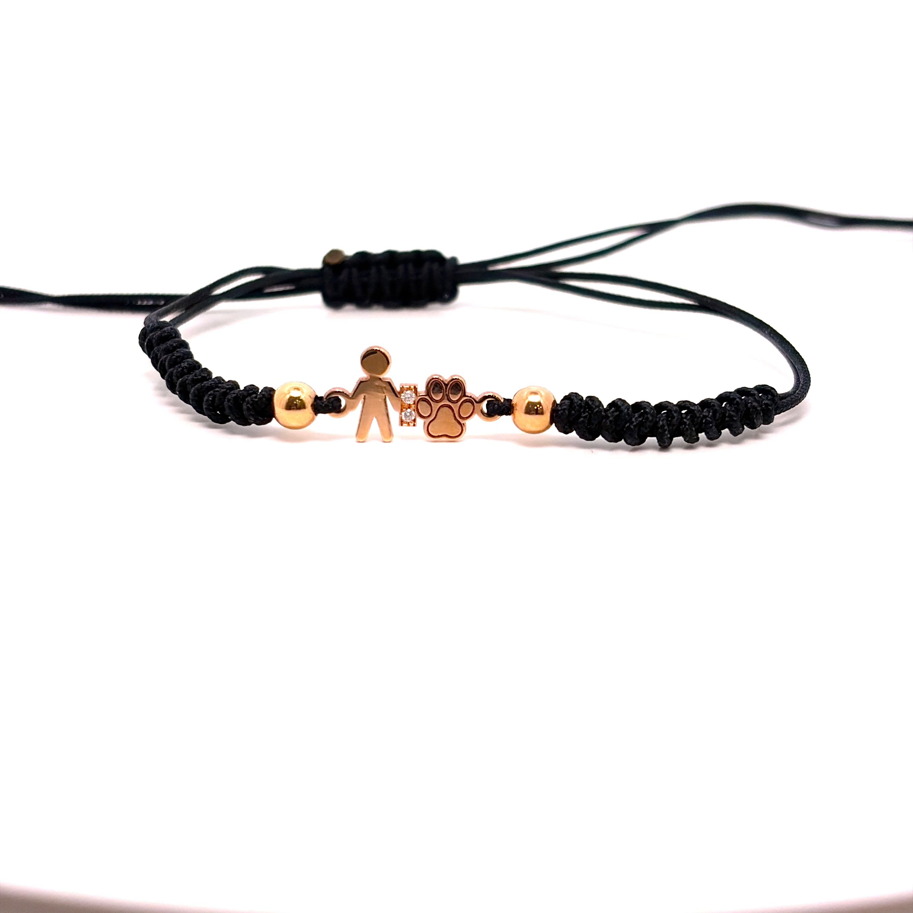 BRACCILE IN ORO ROSA, 9KT BIMBO E ZAMPA CON DUE DIAMANITINI