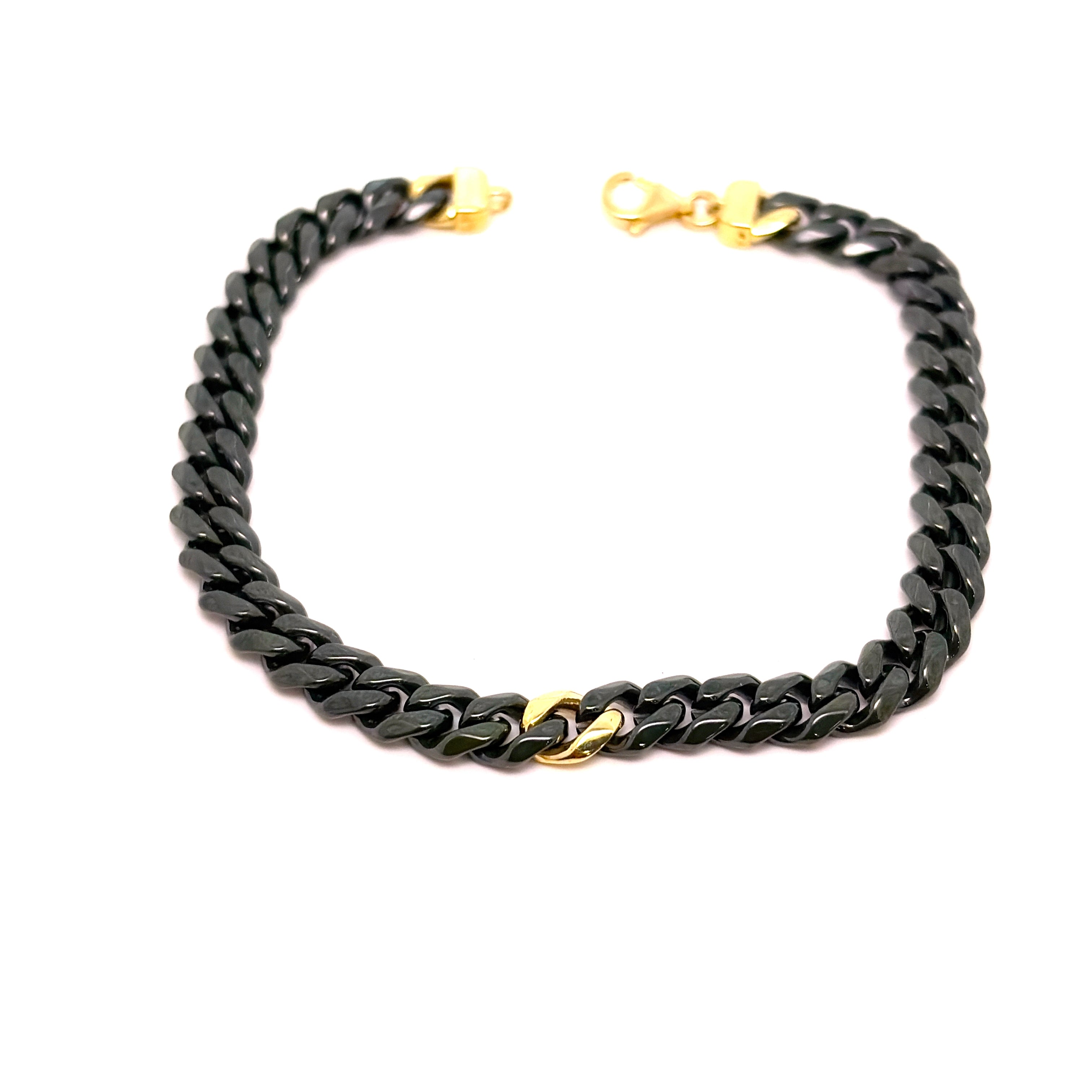 BRACCIALE IN CERAMICA VERDE CON GRUMETTA CENTRALE E CHIUSURA IN ORO 9KT