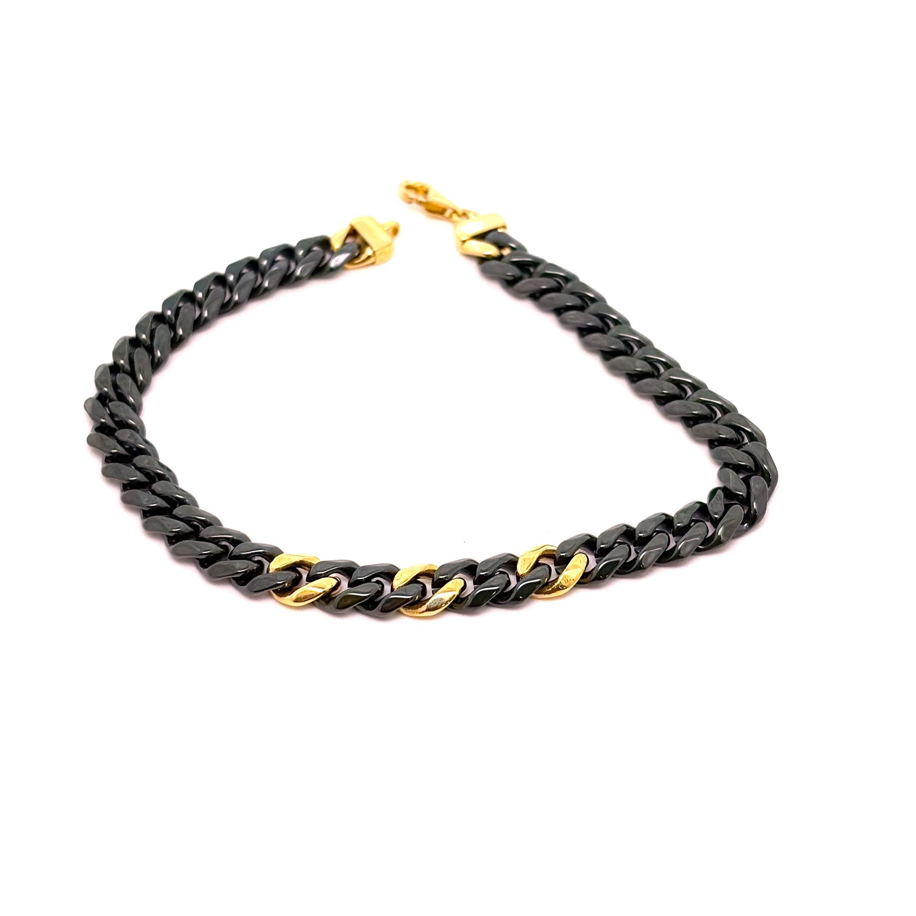 BRACCIALE IN CERAMICA VERDE CON GRUMETTE CENTRALI E CHIUSURA IN ORO 9KT