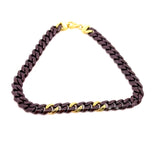 BRACCIALE IN CERAMICA MARRONE CON GRUMETTE CENTRALI E CHIUSURA IN ORO 9KT