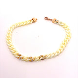 BRACCIALE IN CERAMICA PANNA CON GRUMETTE CENTRALI E CHIUSURA IN ORO 9KT E DIAMANTI