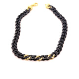 BRACCIALE IN CERAMICA NERO CON GRUMETTE CENTRALI E CHIUSURA IN ORO 9KT E DIAMANTI