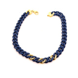 BRACCIALE IN CERAMICA BLU CON GRUMETTE CENTRALI E CHIUSURA IN ORO 9KT E DIAMANTI