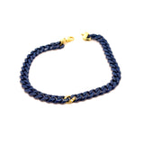 BRACCIALE IN CERAMICA BLU CON GRUMETTA CENTRALE E CHIUSURA IN ORO 9KT E DIAMANTI
