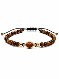 BRACCIALE LACCIO E EMATITE IN ORO GIALLO CON CENTRALE MARRONE E DIAMANTINI