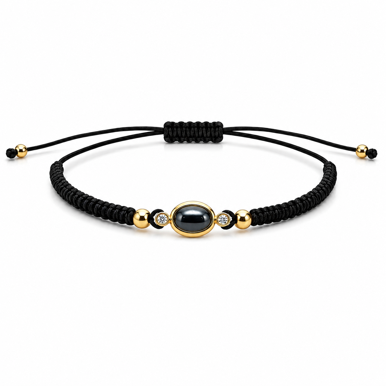BRACCIALE LACCIO IN ORO GIALLO CON CENTRALE NERO E DIAMANTINI