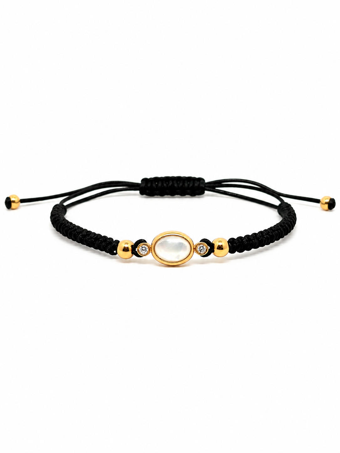 BRACCIALE LACCIO IN ORO GIALLO CON CENTRALE BIANCO E DIAMANTINI