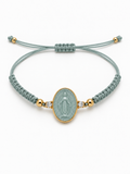 BRACCIALE IN ORO 9KT, ORO GIALLO CON MADONNINA IN CERAMICA E DIAMANTI