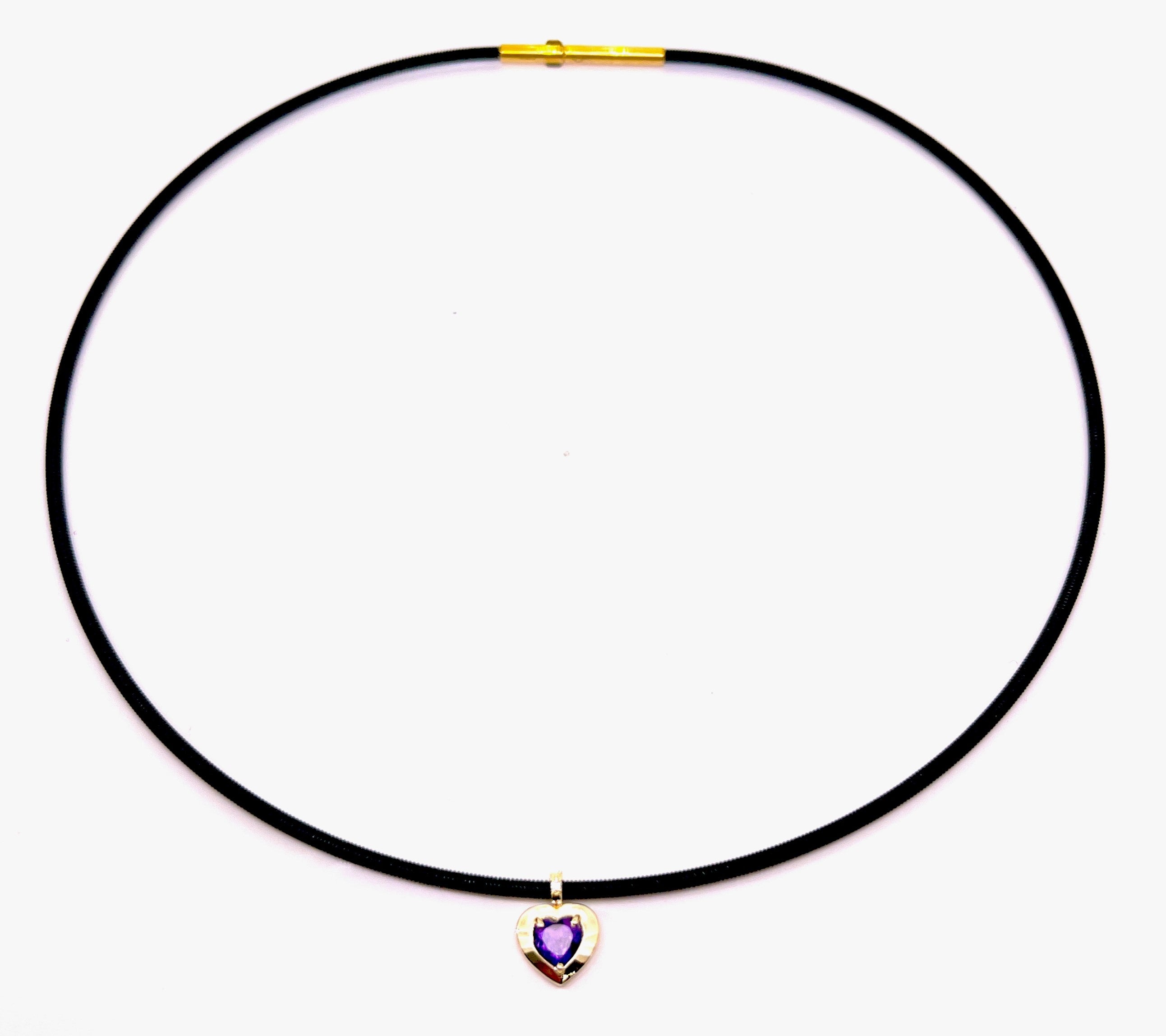 COLLANA CON CINTRUINO IN ORO ROSA CON CUORE CENTRALE DI COLORE E DIAMANTI