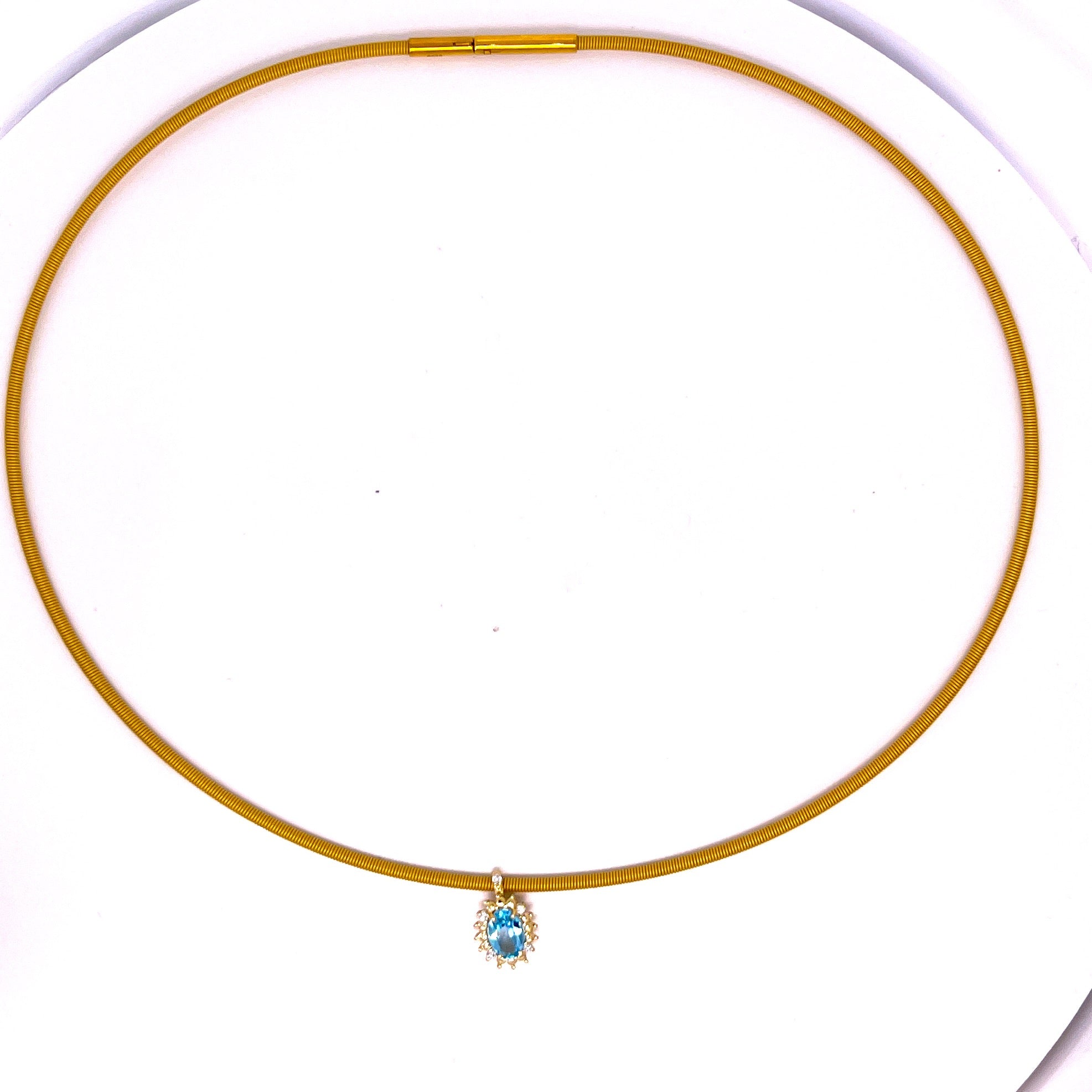 COLLANA CON CINTRUINO IN ORO GIALLO CON CENTRALE COLORE E DIAMANTI