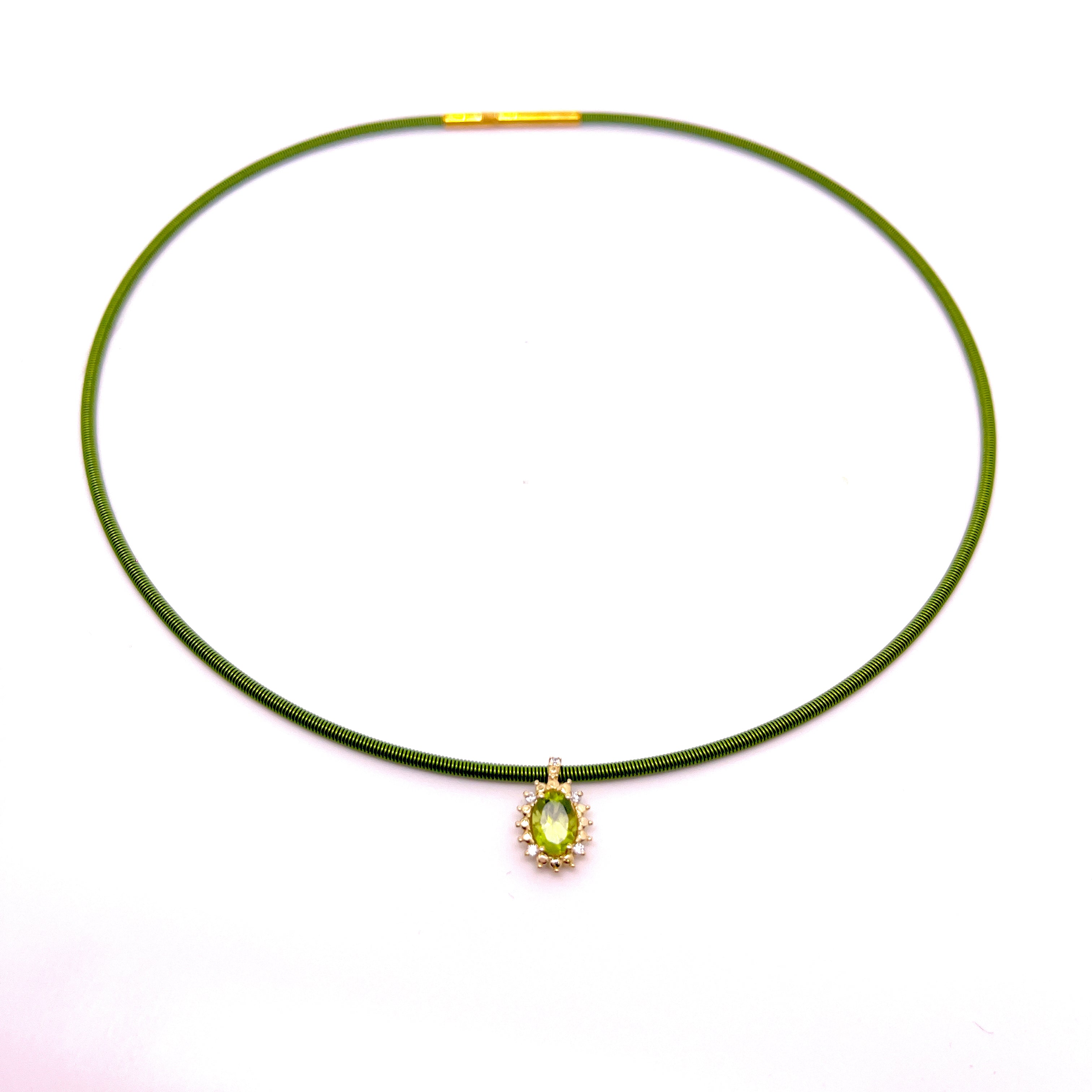 COLLANA CON CINTURINO IN ORO ROSA CON CENTRALE DI COLORE E DIAMANTI