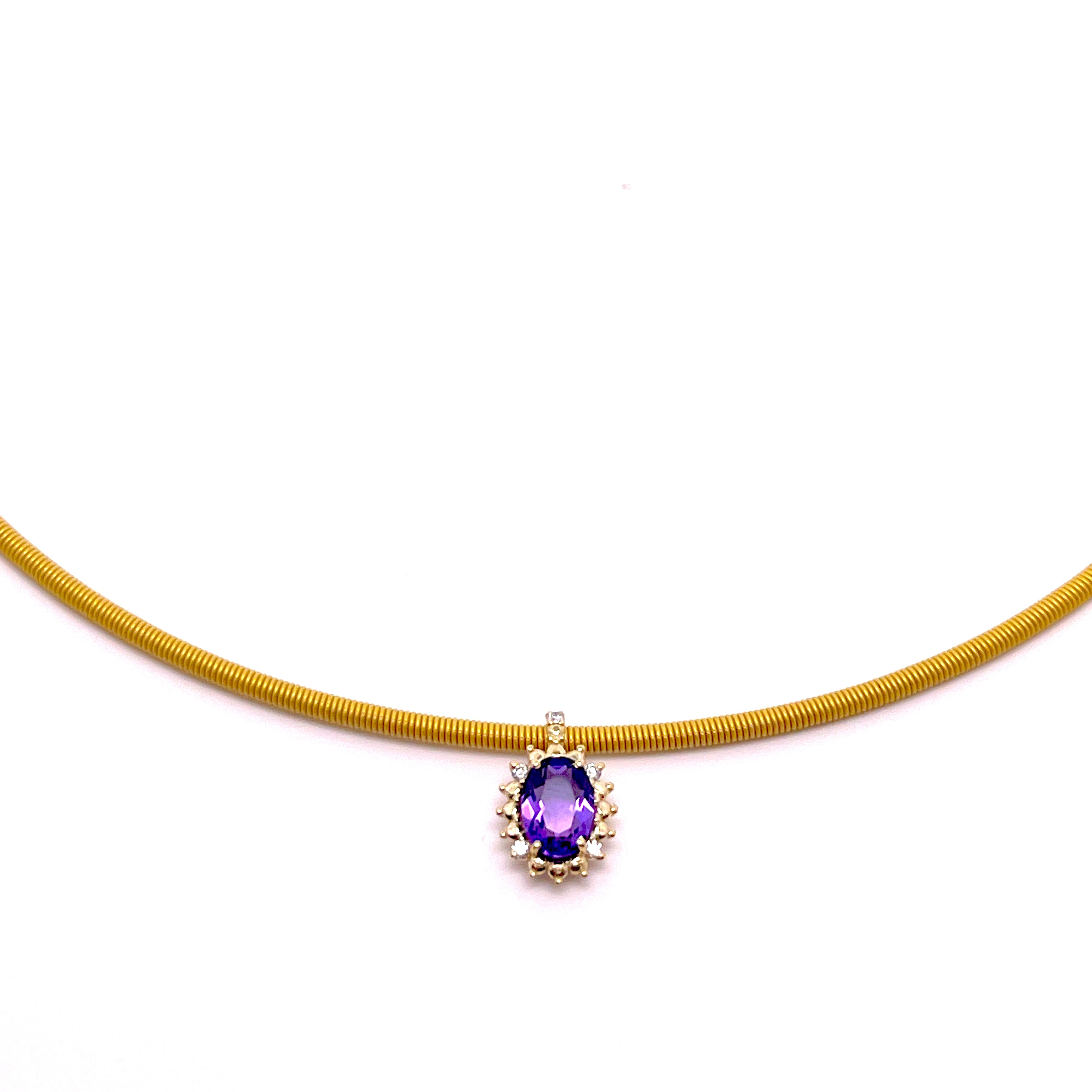 COLLANA CON CINTURINO IN ORO ROSA CON CENTRALE DI COLORE E DIAMANTI