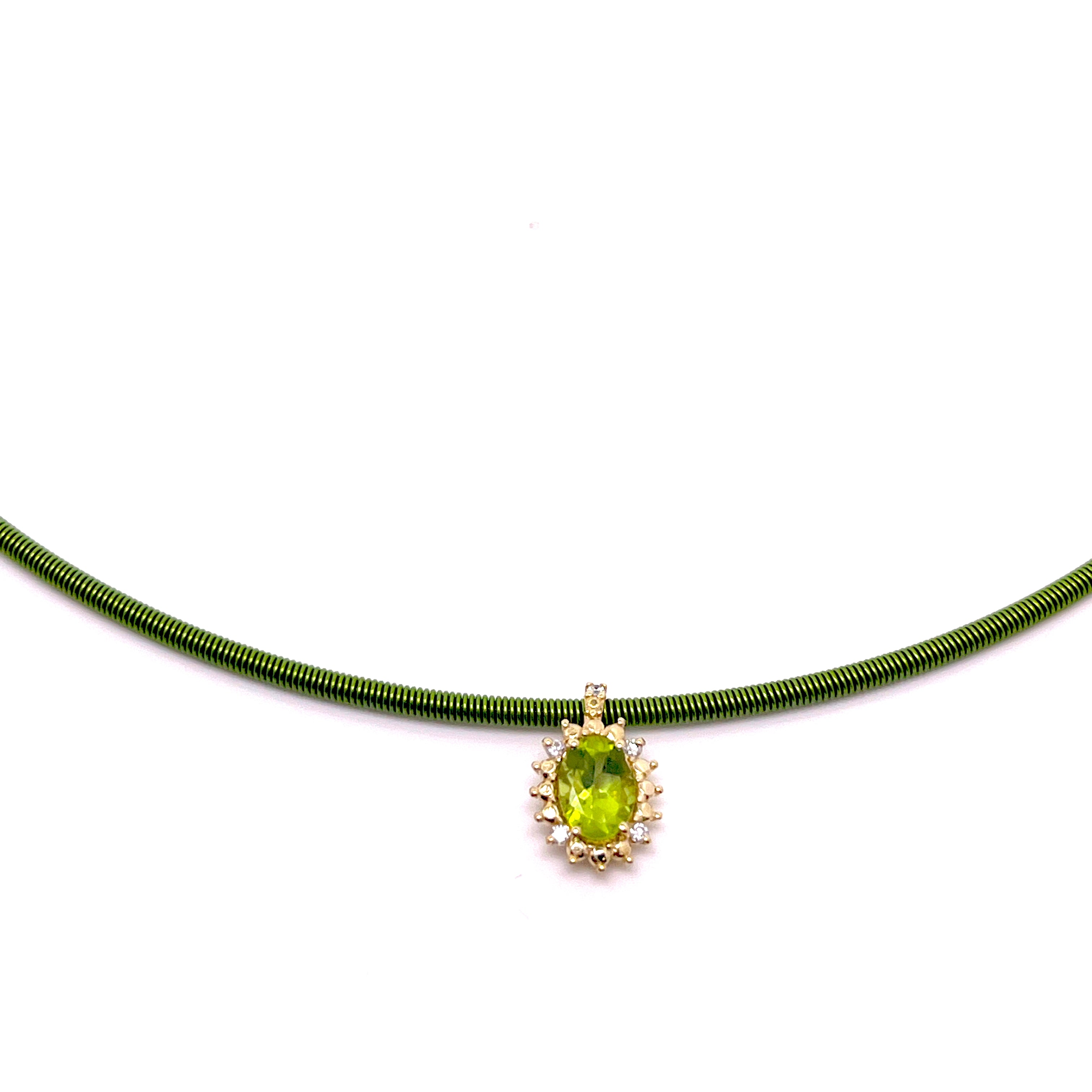 COLLANA CON CINTURINO IN ORO ROSA CON CENTRALE DI COLORE E DIAMANTI