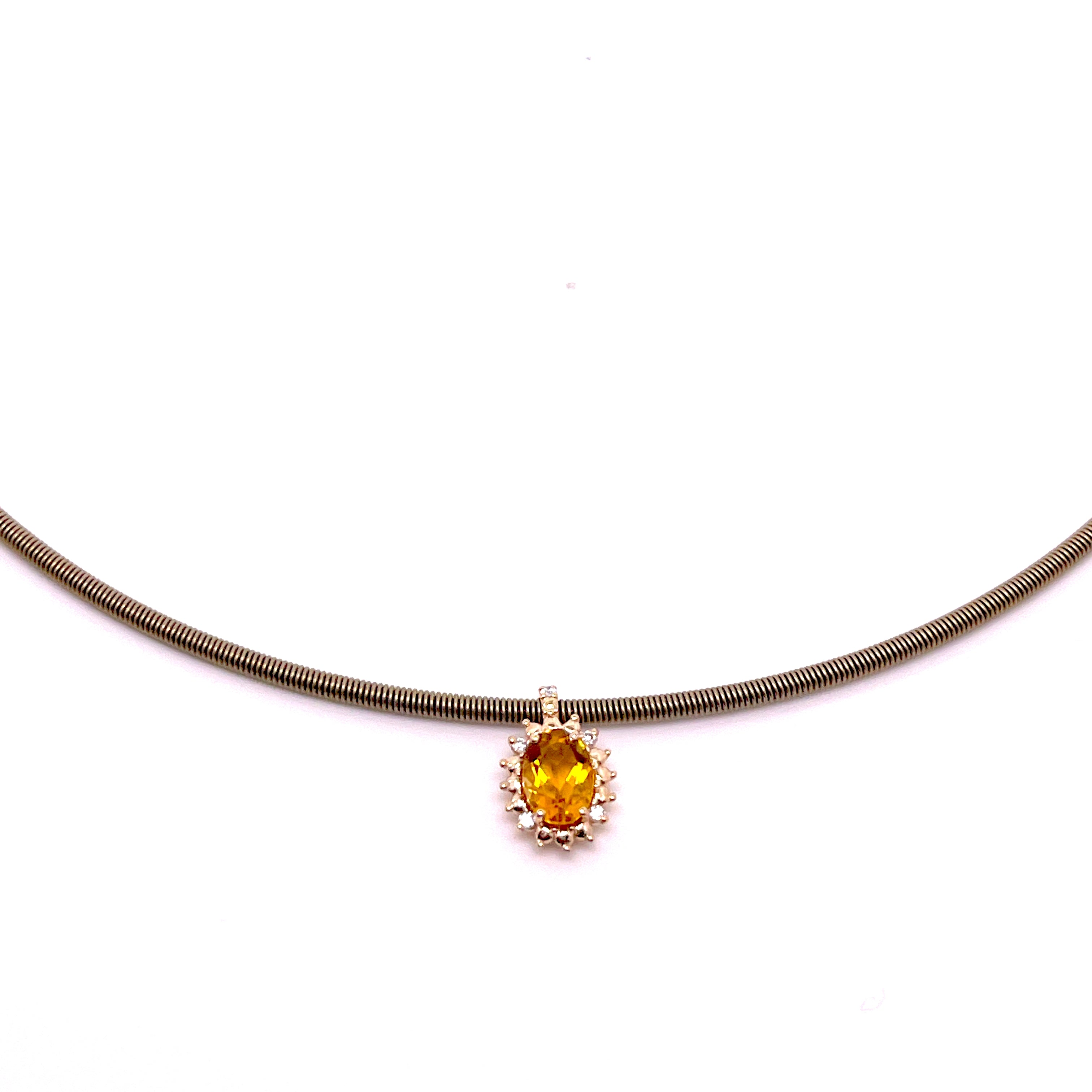 COLLANA CON CINTURINO IN ORO ROSA CON CENTRALE DI COLORE E DIAMANTI