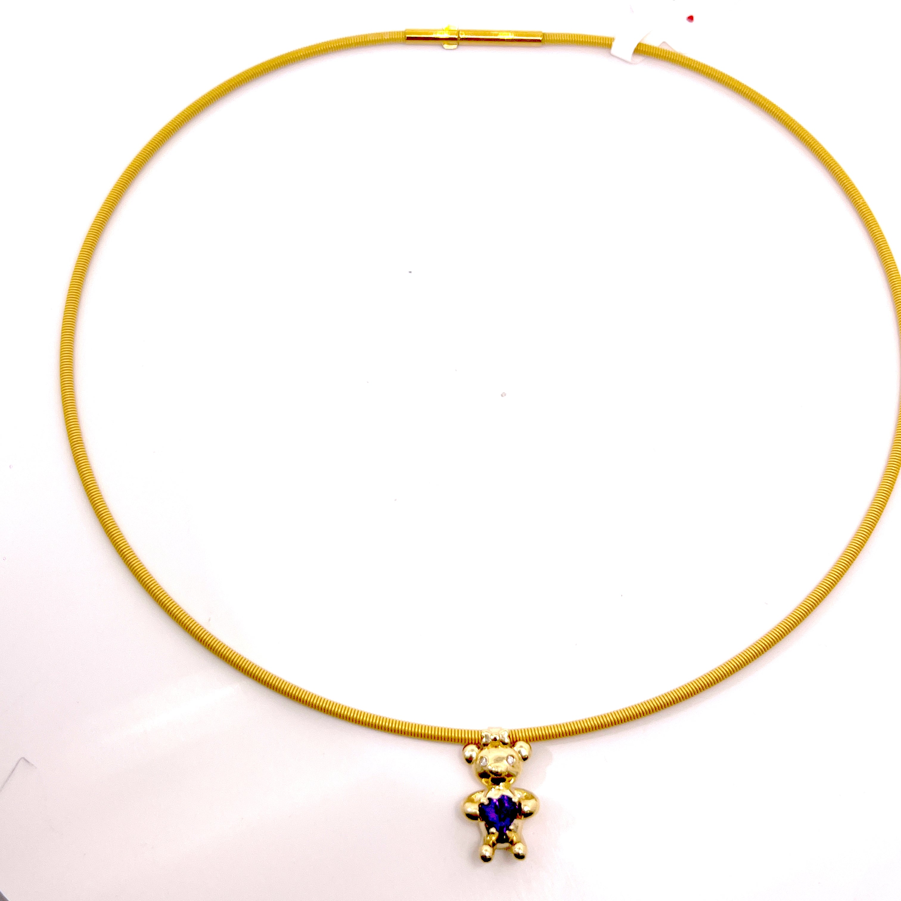 COLLANA ORSACCHIOTTO  CON CINTRUINO IN ORO GIALLO  CON PIETRA COLORE E DIAMANTI