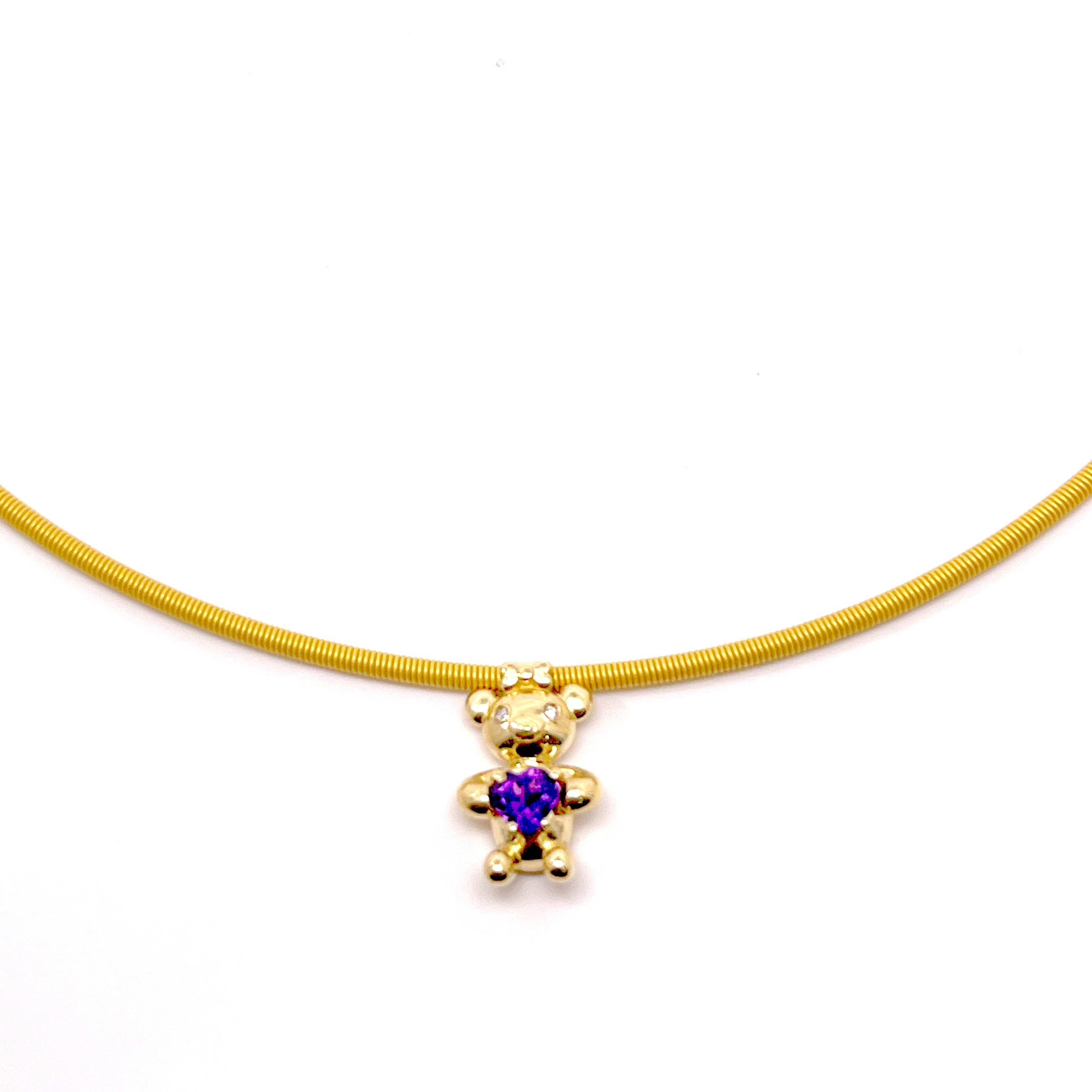 COLLANA ORSACCHIOTTO  CON CINTRUINO IN ORO GIALLO  CON PIETRA COLORE E DIAMANTI