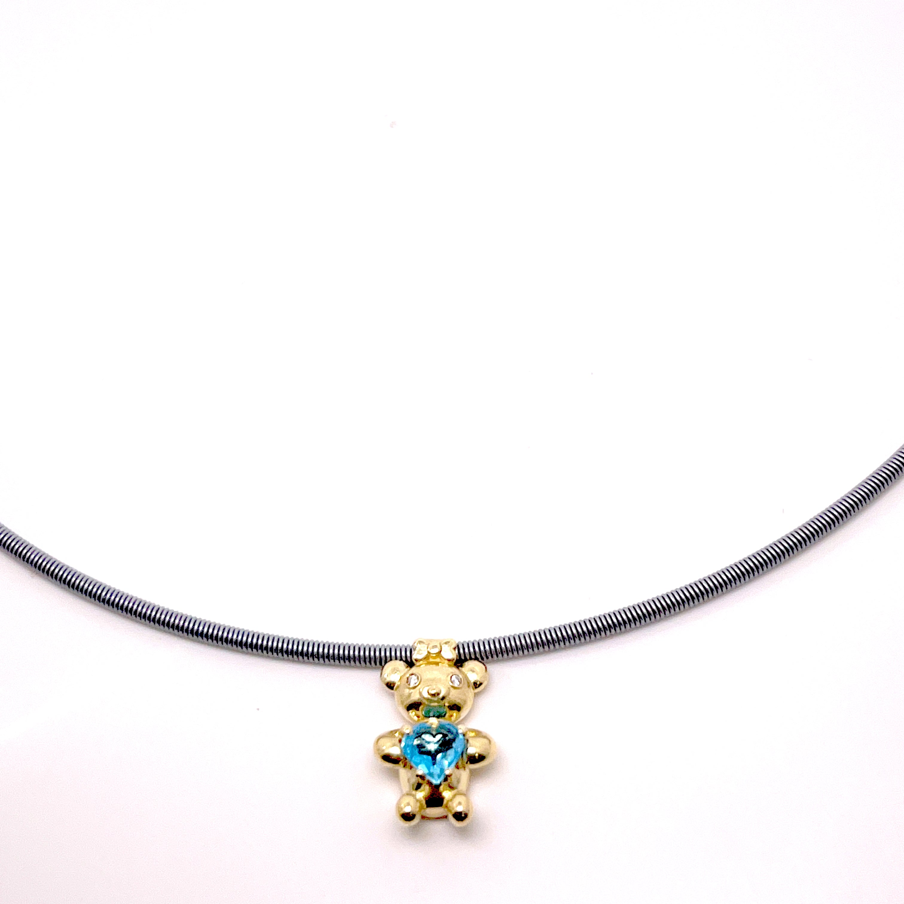 COLLANA ORSACCHIOTTO  CON CINTRUINO IN ORO ROSA  CON PIETRA COLORE E DIAMANTI