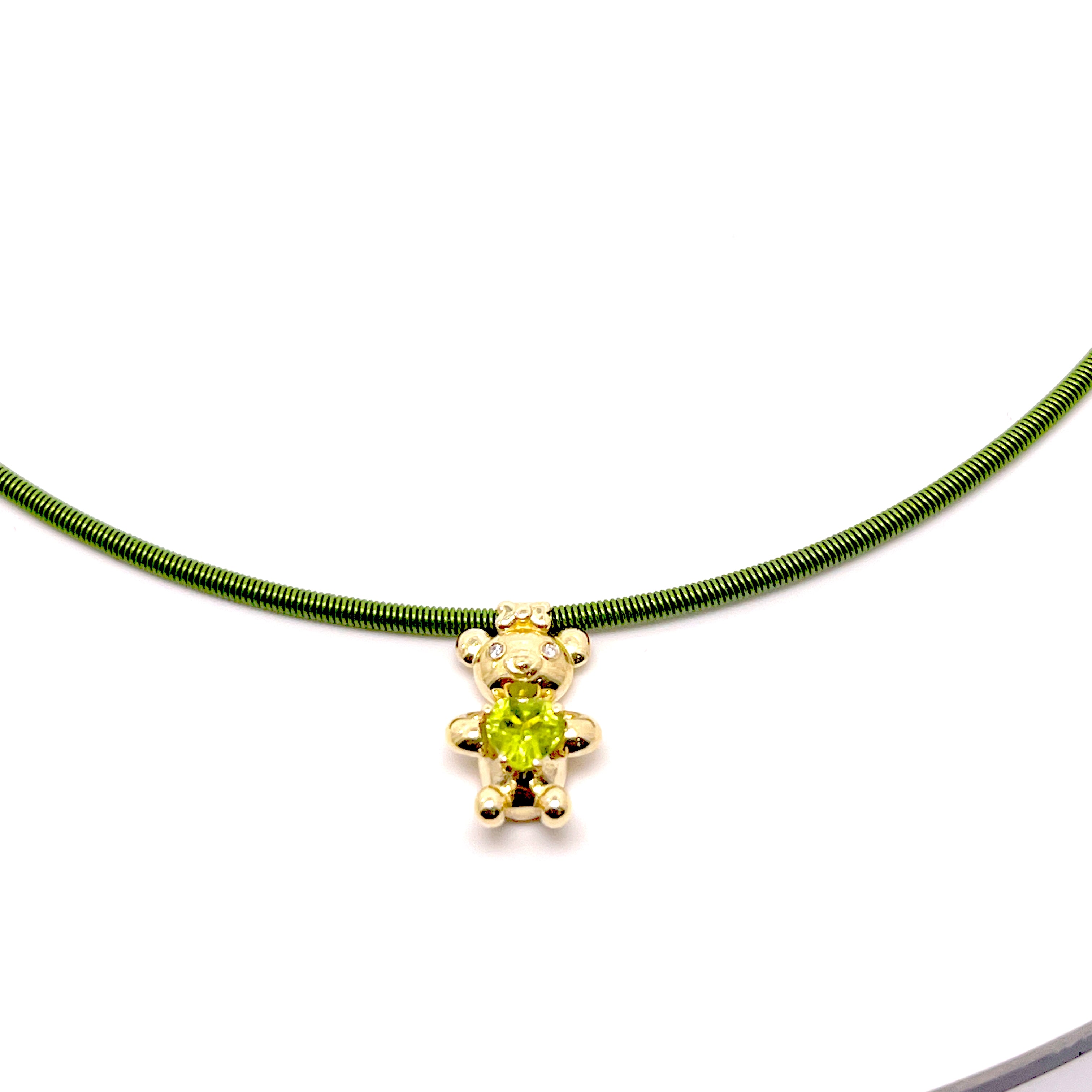 COLLANA ORSACCHIOTTO  CON CINTRUINO IN ORO GIALLO  CON PIETRA COLORE E DIAMANTI