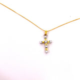 CROCE PICCOLA IN ORO GIALLO CON DIAMANTI