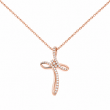 CROCE FANTASIA IN ORO ROSA CON DIAMANTI CON CATENA