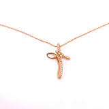 CROCE FANTASIA IN ORO ROSA CON DIAMANTI CON CATENA