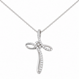CROCE FANTASIA IN ORO BIANCO CON DIAMANTI E CATENA