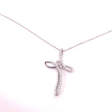 CROCE FANTASIA IN ORO BIANCO CON DIAMANTI E CATENA