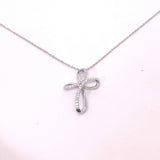 CROCE IN ORO BIANCO FANTASIA CON DIAMANTI E CATENA