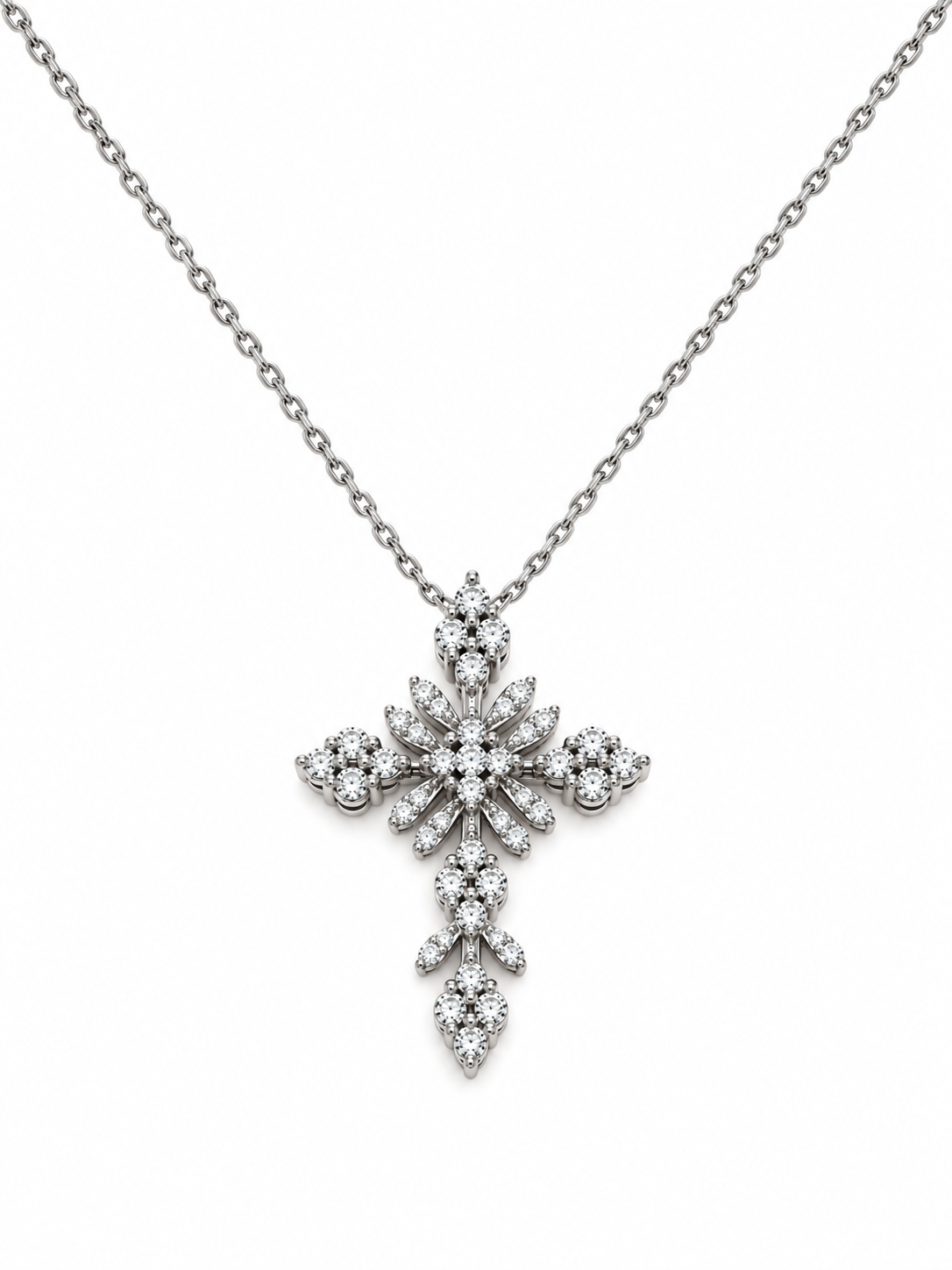 CROCE FANTASIA IN ORO BIANCO  E DIAMANTI