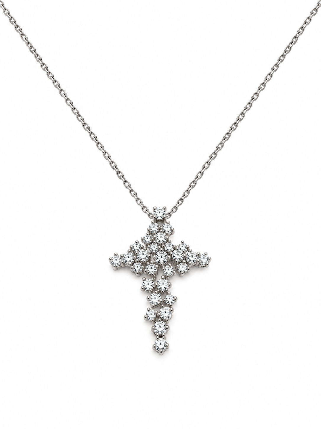 CROCE FANTASIA IN ORO BIANCO CON DIAMANTI
