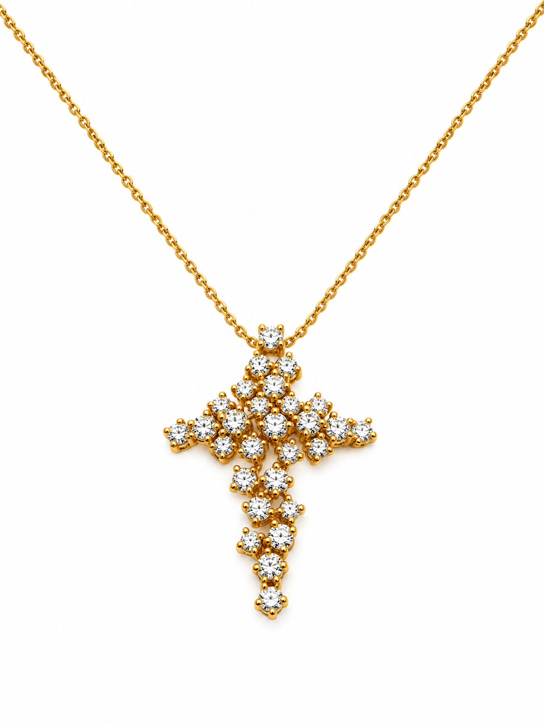 CROCE FANTASIA IN ORO GIALLO CON DIAMANTI