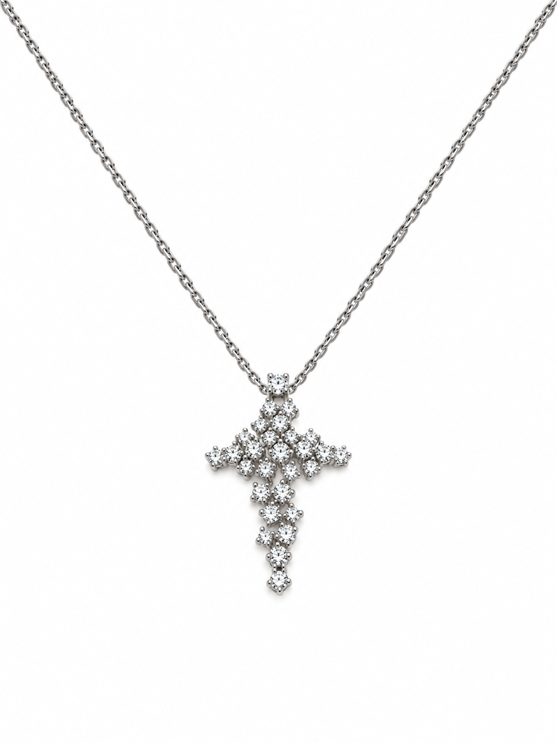 CROCE FANTASIA IN ORO BIANCO CON DIAMANTI