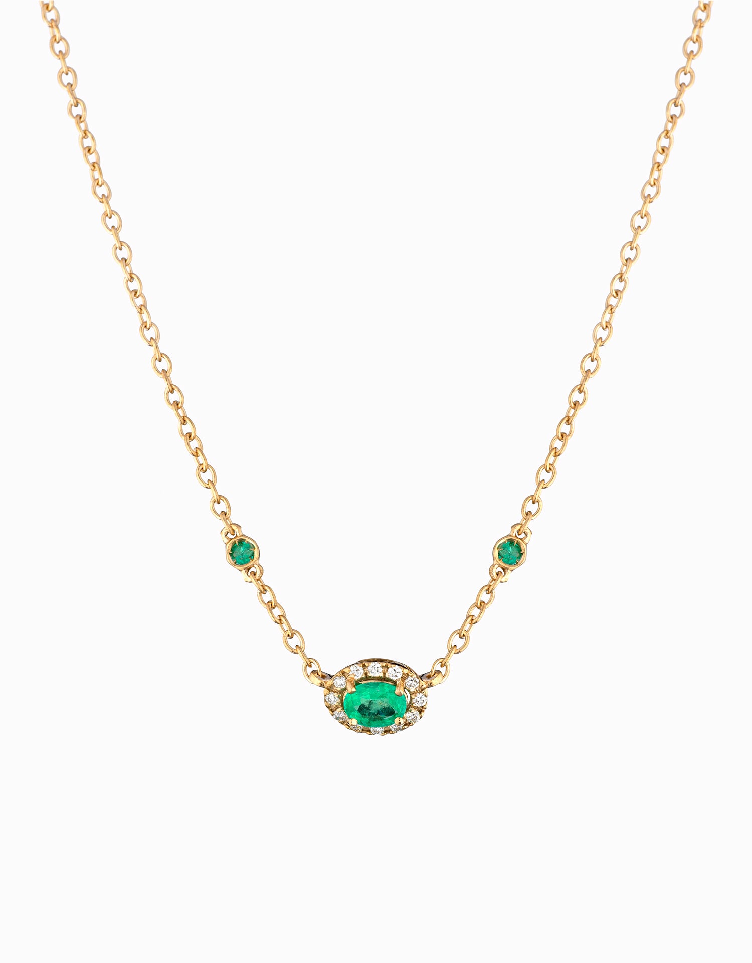 COLLANA IN ORO GIALLO CON SMERALDI E DIAMANTI