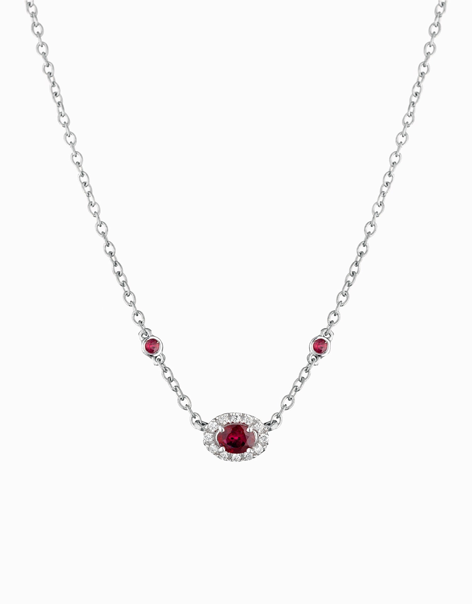 COLLANA IN ORO BIANCO CON RUBINI E DIAMANTI