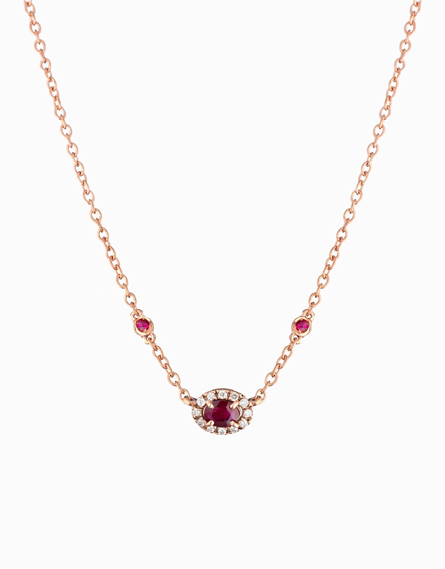 COLLANA IN ORO ROSA CON RUBINI E DIAMANTI
